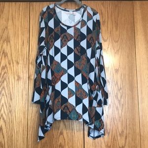 LOGO by Printed Knit Top with Asymmetric Hem